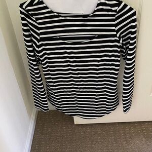 Verve Ami Black and White Striped Blouse